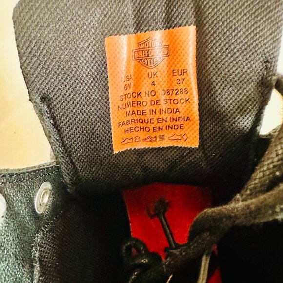 HARLEY DAVIDSON TRESSLER BLACK WITH RED HD LOGO LEATHER BOOTS D87288 - Picture 8 of 9